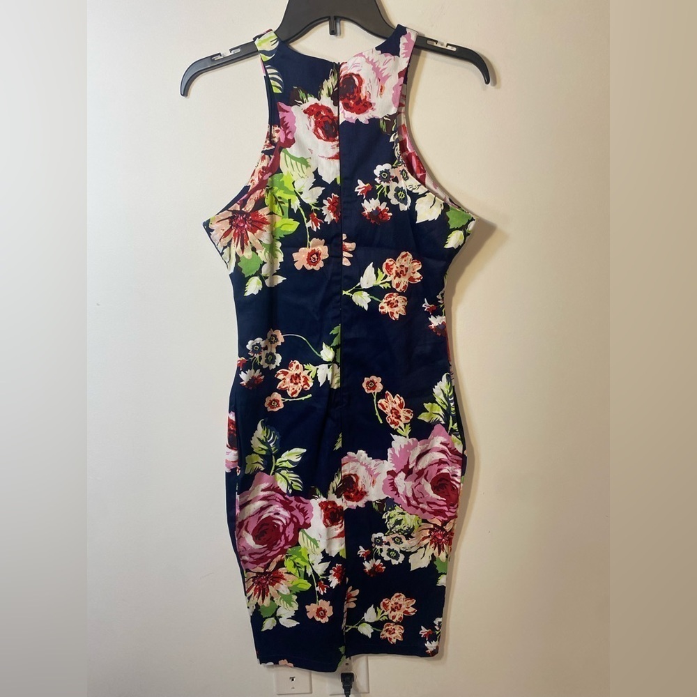 Nwt Ax Paris Floral Blue Sleeveless Dress Size 8 Office Date Night — image 7 of 8